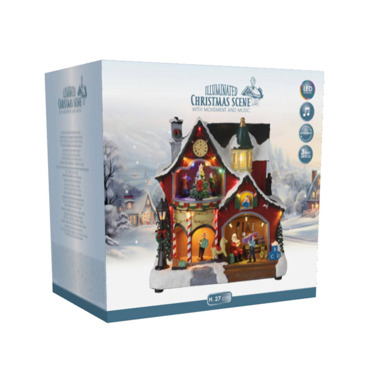 Decoración navideña taller Papá Noel 31 LED con música 26x16x27cm (6)