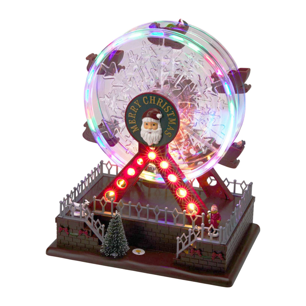 Decoración navideña noria con Papa Noel LED música y rotación