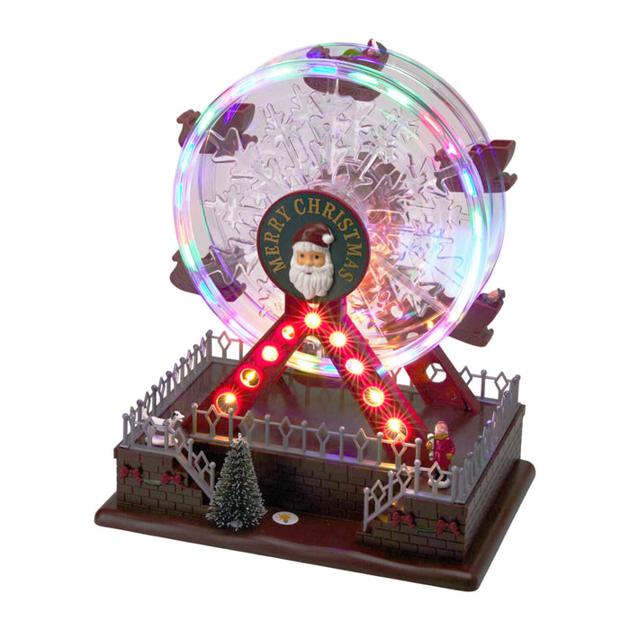 Decoración navideña noria con Papa Noel LED música y rotación