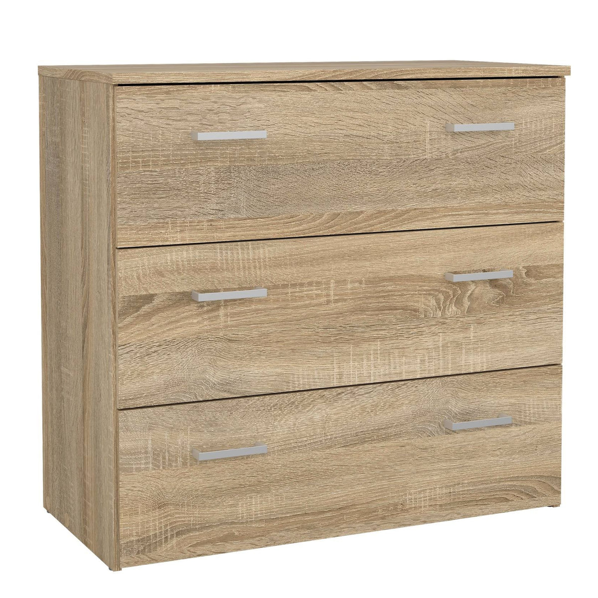 Cómoda dormitorio 3 cajones roble 75x36x70 cm