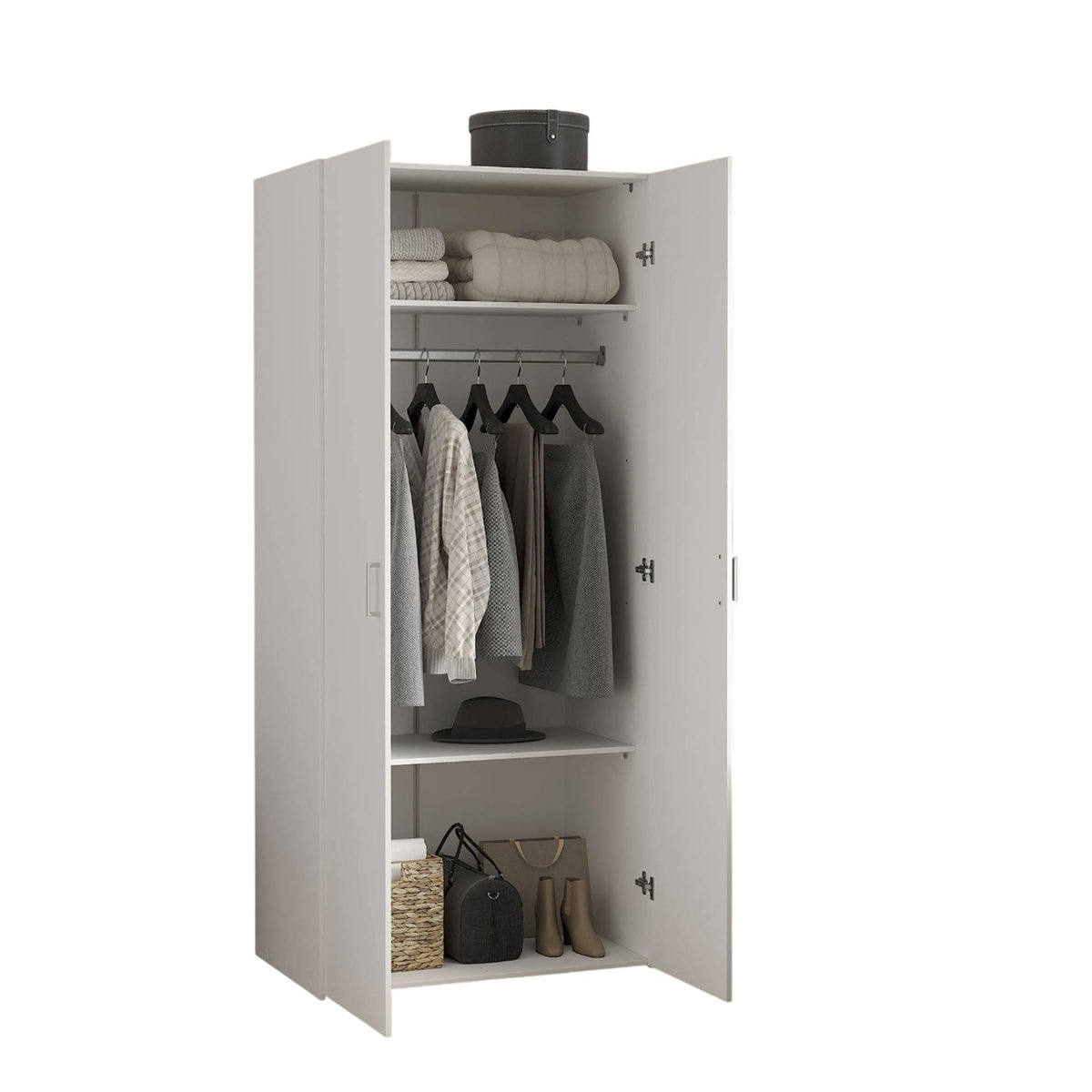 Armario ropero 2 puertas melamina blanco 78x50x176cm (11)