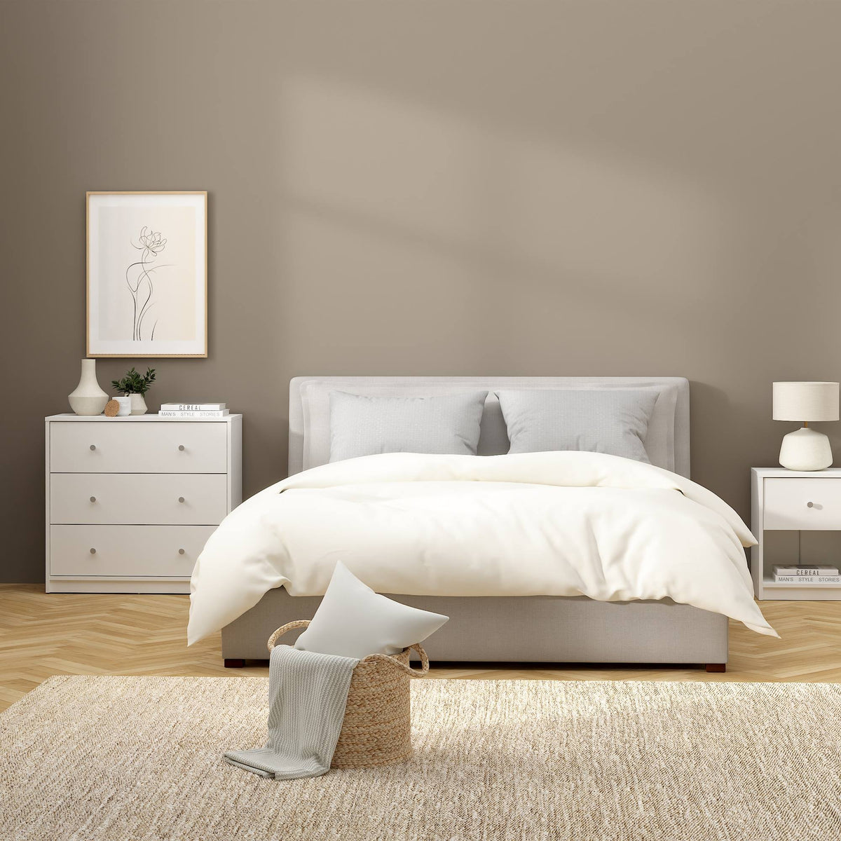Cómoda dormitorio 3 cajones blanco 73x31x69 cm (5)