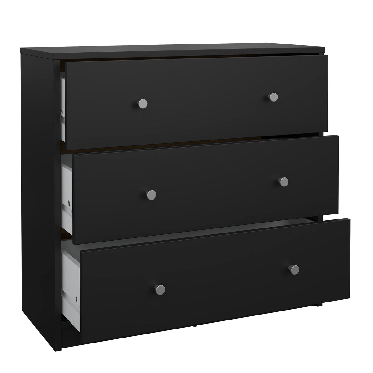 Cómoda dormitorio 3 cajones negro 73x31x69 cm (5)