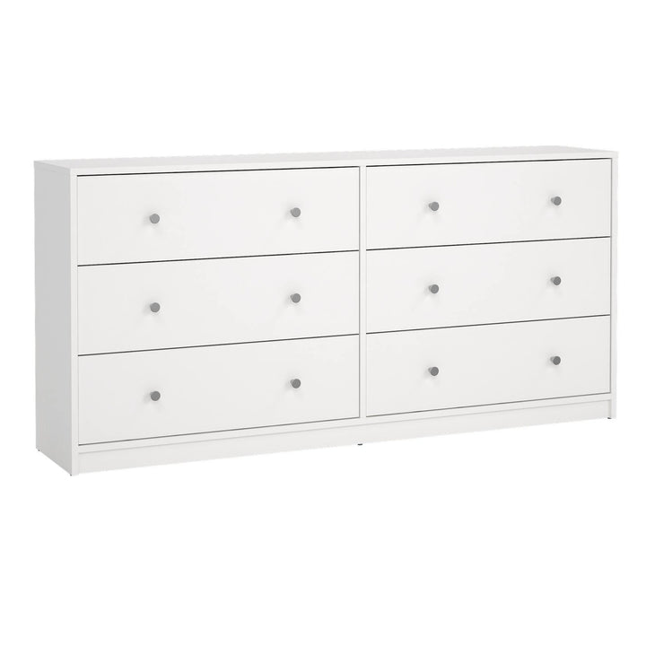 Aparador doble 6 cajones melamina blanco 144x31x69cm
