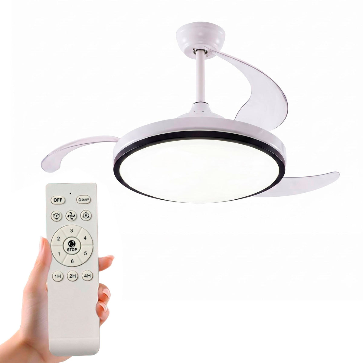 Ventilador de techo LED Ø53cm aspas retráctiles 6 vel
