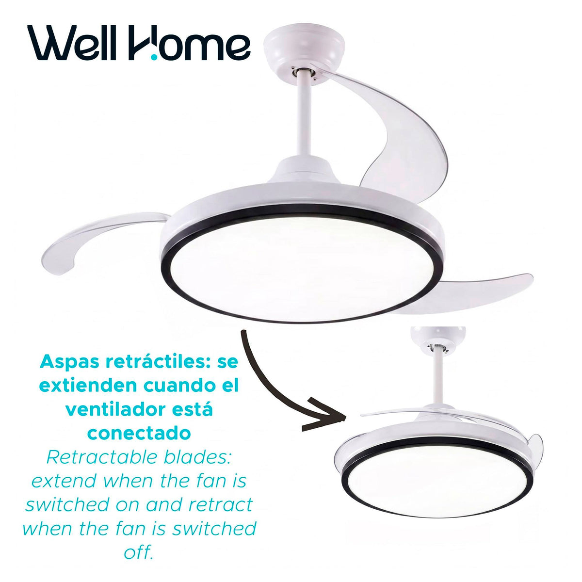 Ventilador de techo LED Ø53cm aspas retráctiles 6 vel (3)