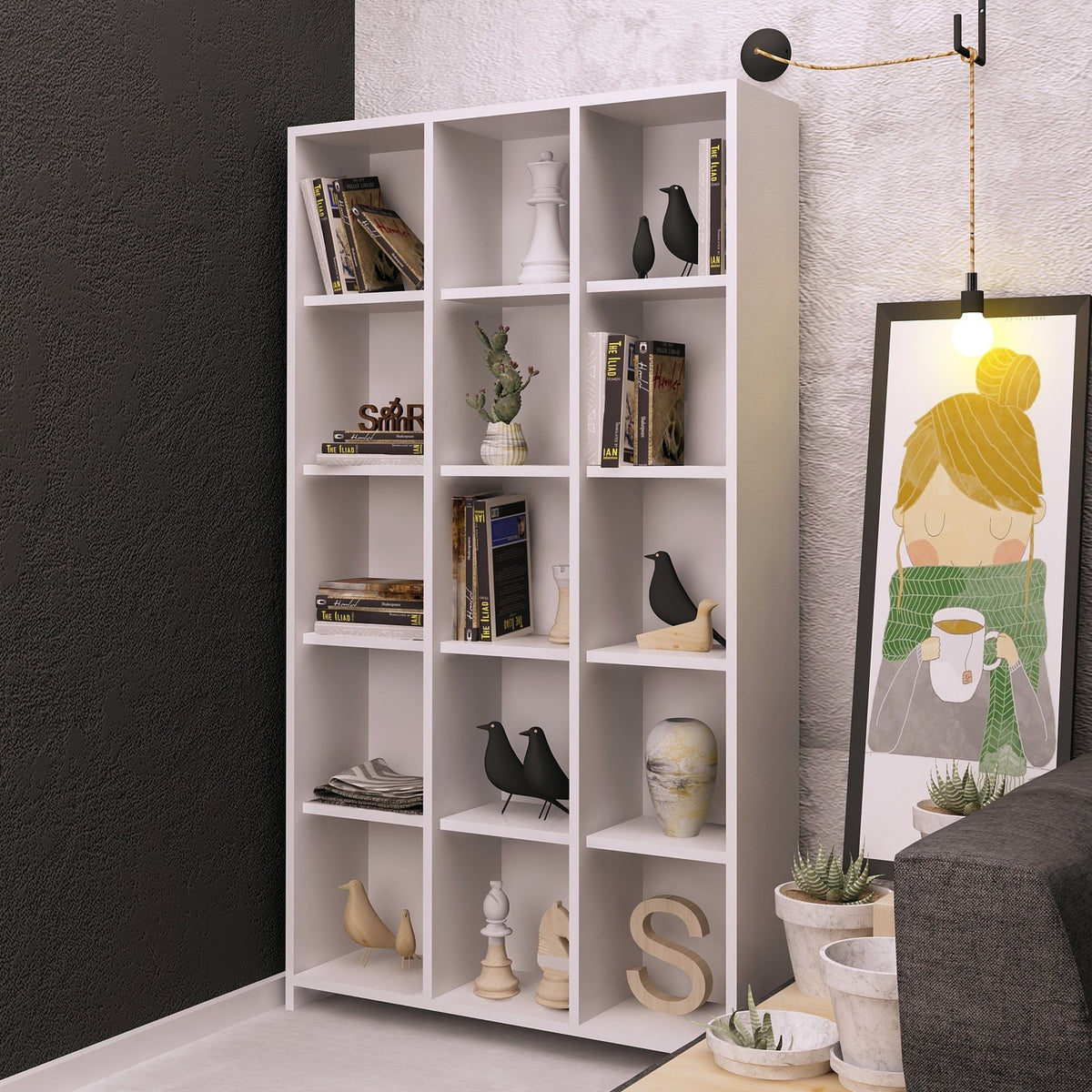 Librería melamina blanca 90x160x25 cm (2)