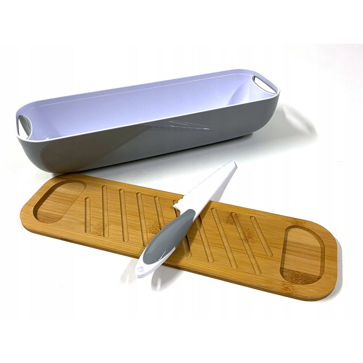 Panera de bambú con cuchillo diseño bicolor 40x12,5x8,5cm (8)