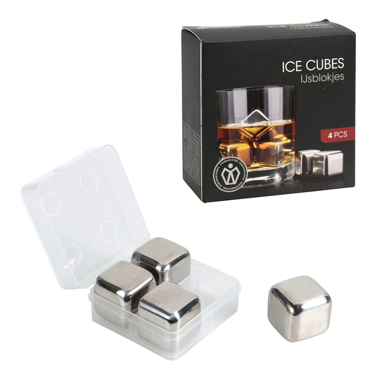 Cubitos de hielo acero inoxidable set 4 pzs Ø2,7cm (6)