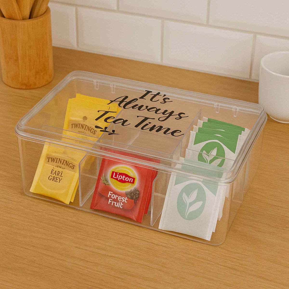 Caja de té PS transparente 6 compartimentos 21,5x14,5x8,8cm (3)