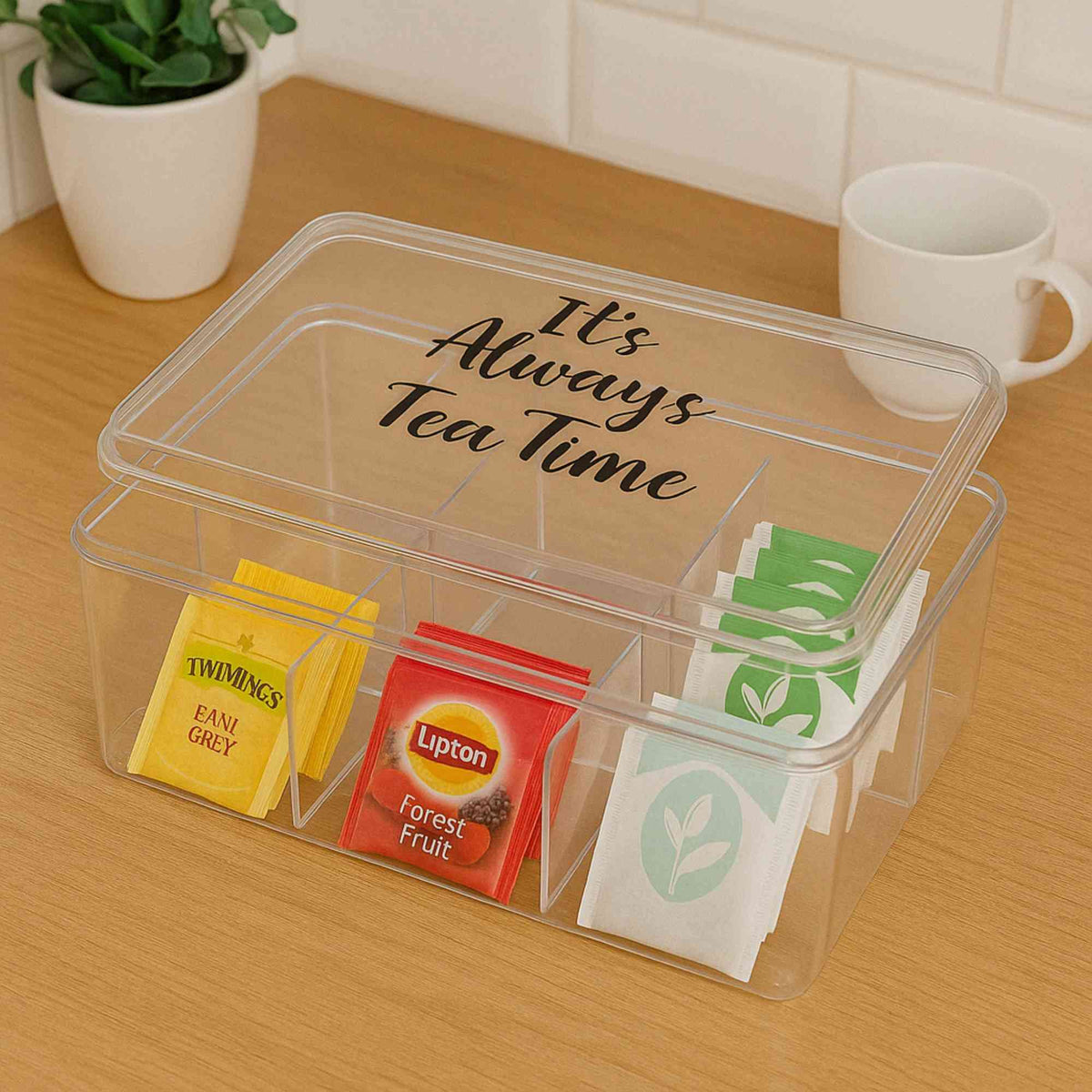 Caja de té PS transparente 6 compartimentos 21,5x14,5x8,8cm (4)