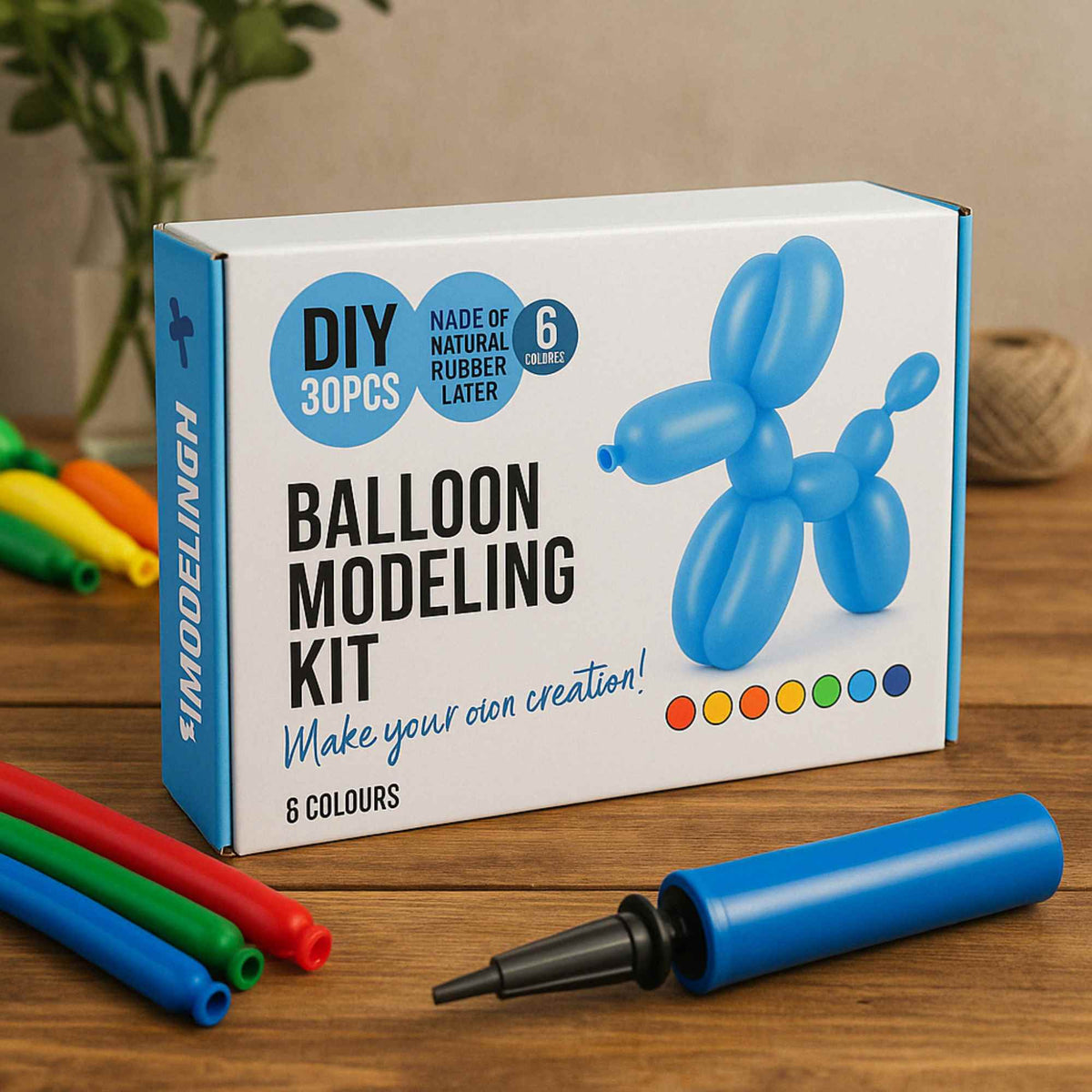 Set modelado 30 globos arco iris con bomba incluida (3)