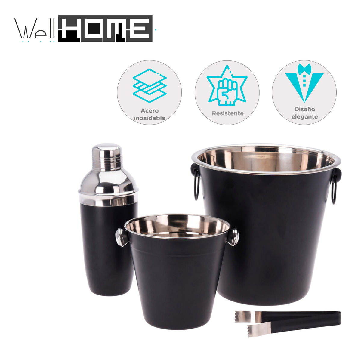 Set de 4 barras de acero inoxidable negro mate para coctelería (2)
