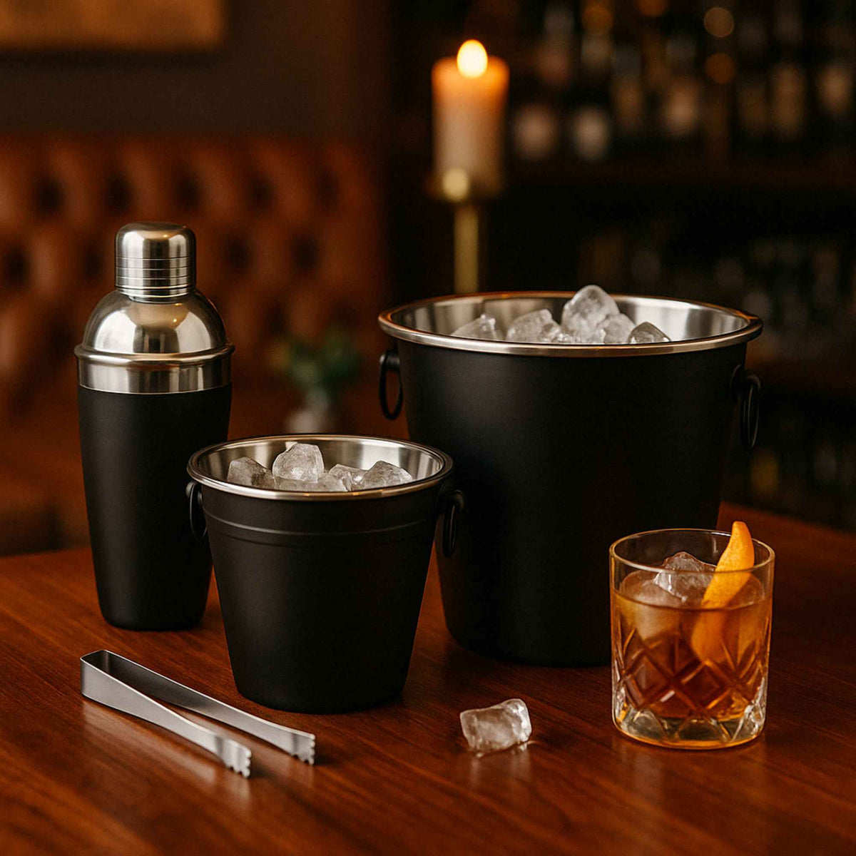 Set de 4 barras de acero inoxidable negro mate para coctelería (3)