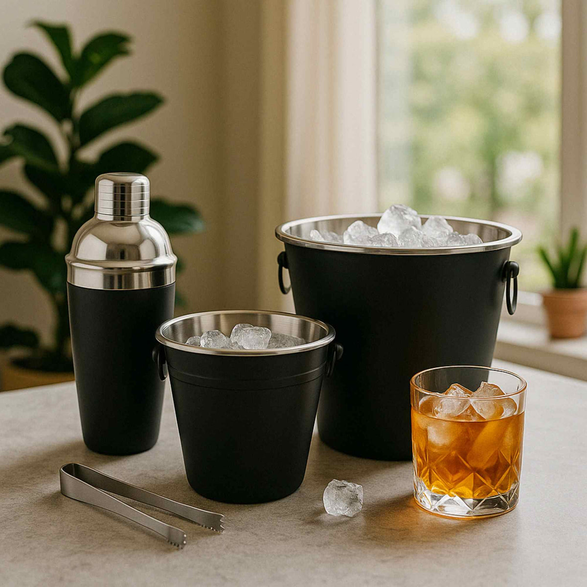 Set de 4 barras de acero inoxidable negro mate para coctelería (4)