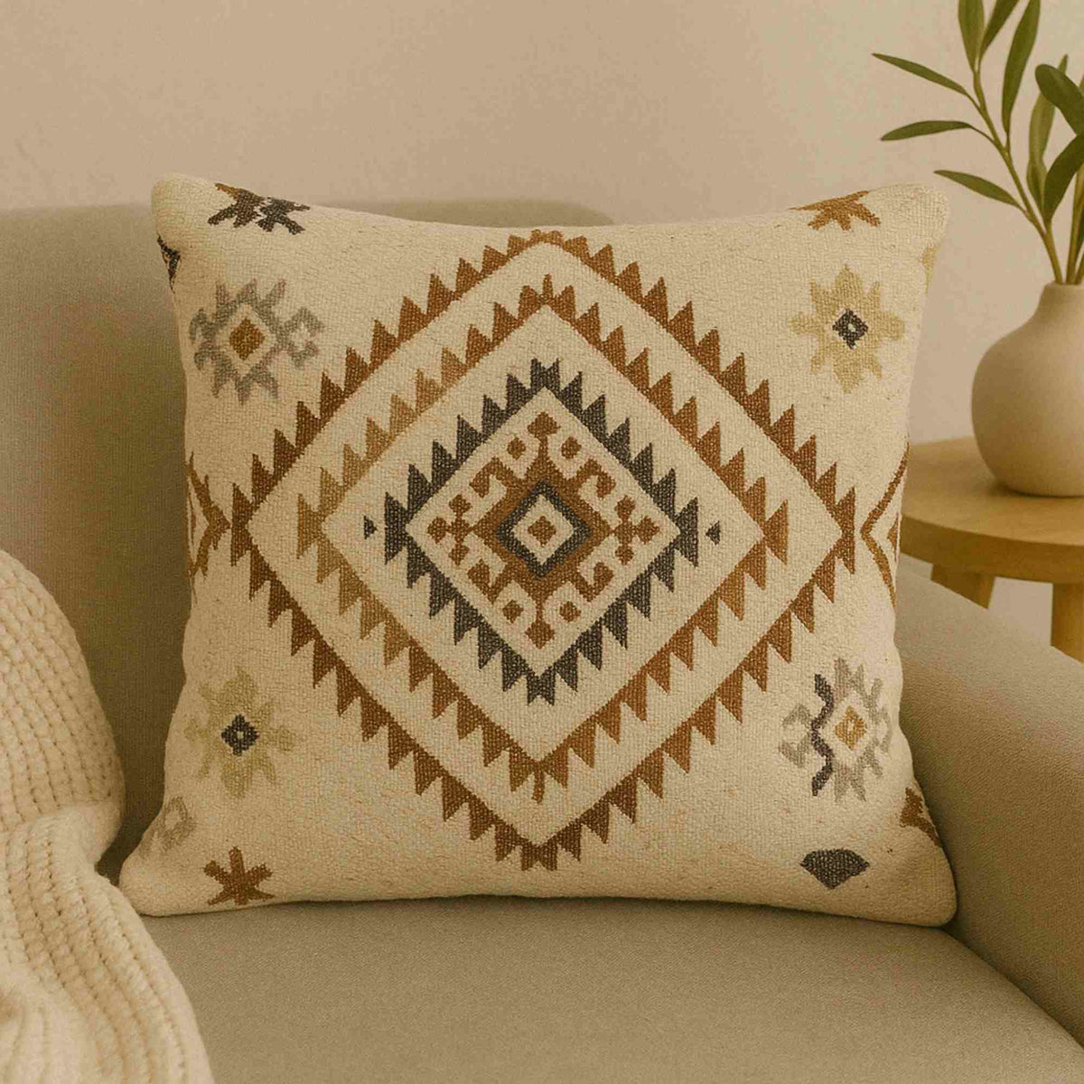 Cojín de algodón con cremallera estampado Klim 43x43cm (3)