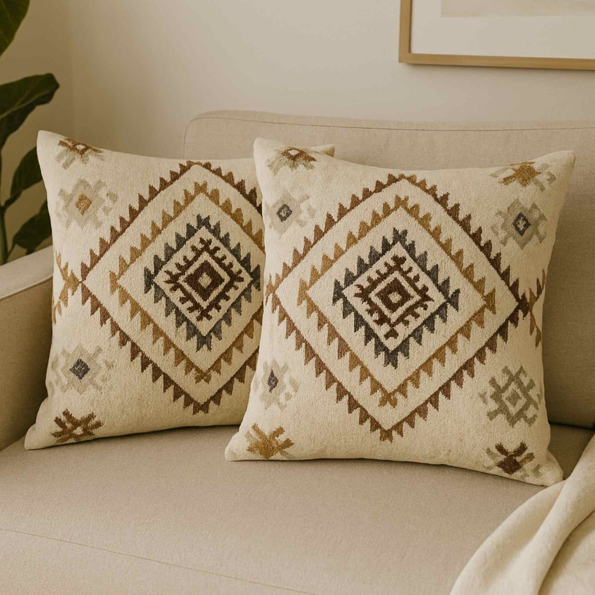 Cojín de algodón con cremallera estampado Klim 43x43cm (4)