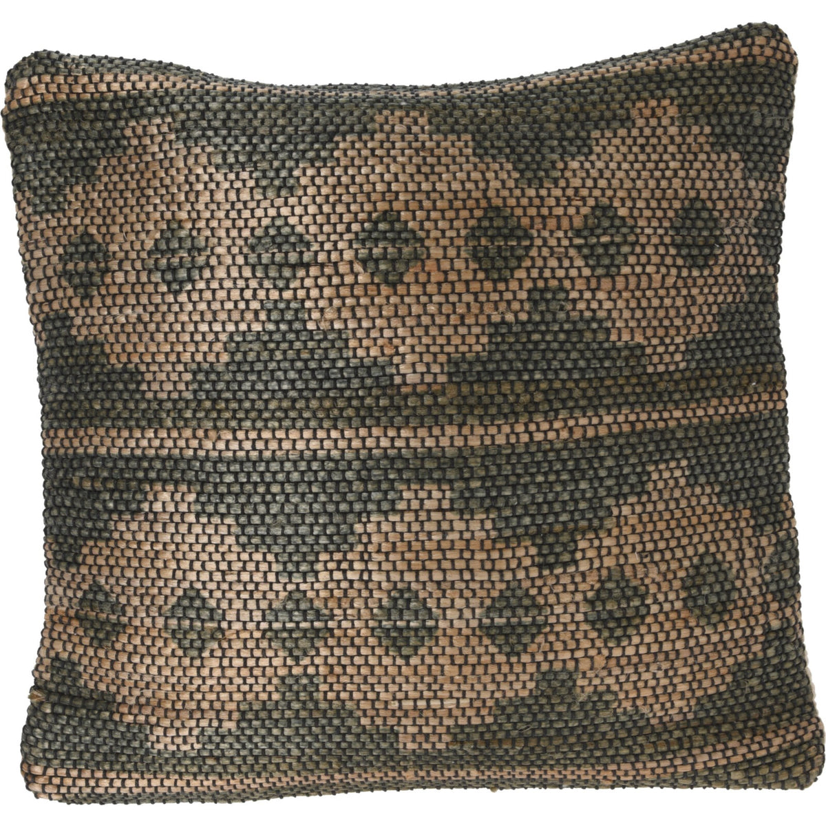 Cojín de yute y algodón verde 45x45cm decoración natural