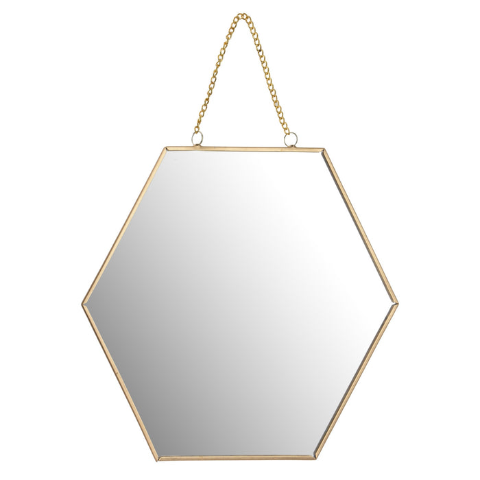 Espejo pared forma de panal metálico dorado 25cm