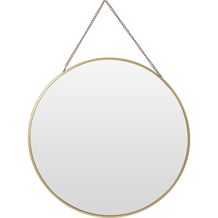 Espejo redondo de metal dorado con cadena Ø29cm