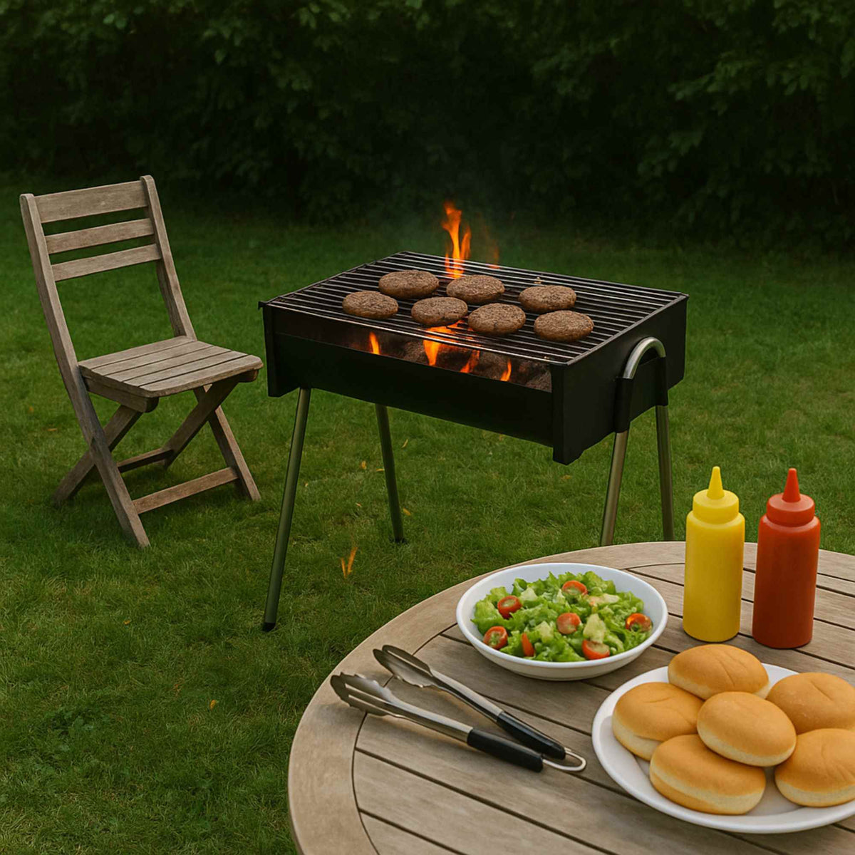 Barbacoa medio barril con rejilla cromada acero inox (4)