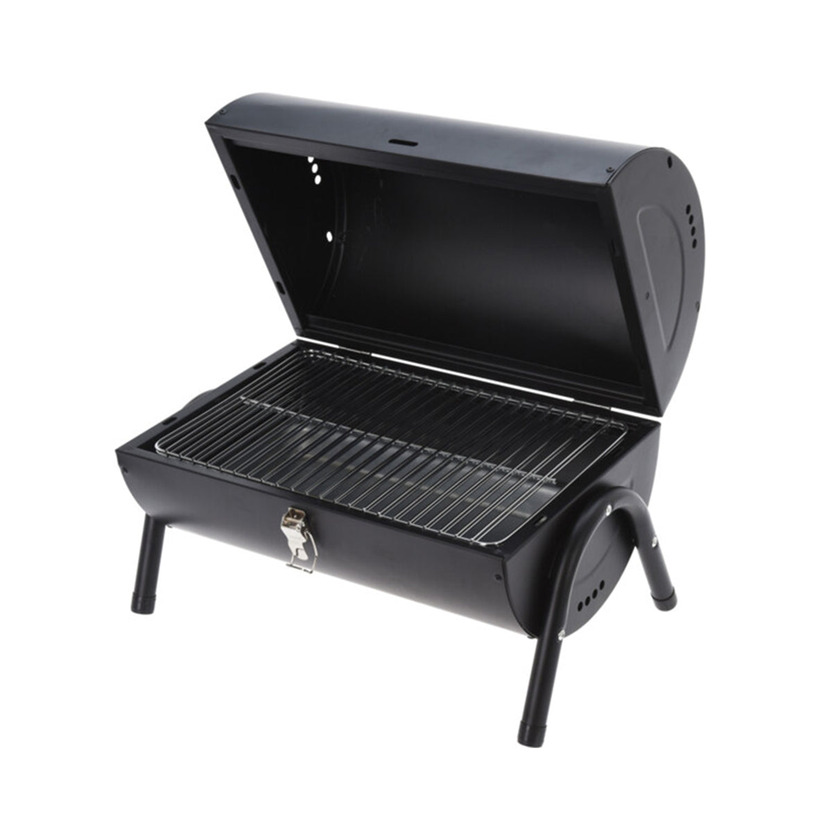Barbacoa cilindro negro mate con 2 rejillas 38x24,5cm