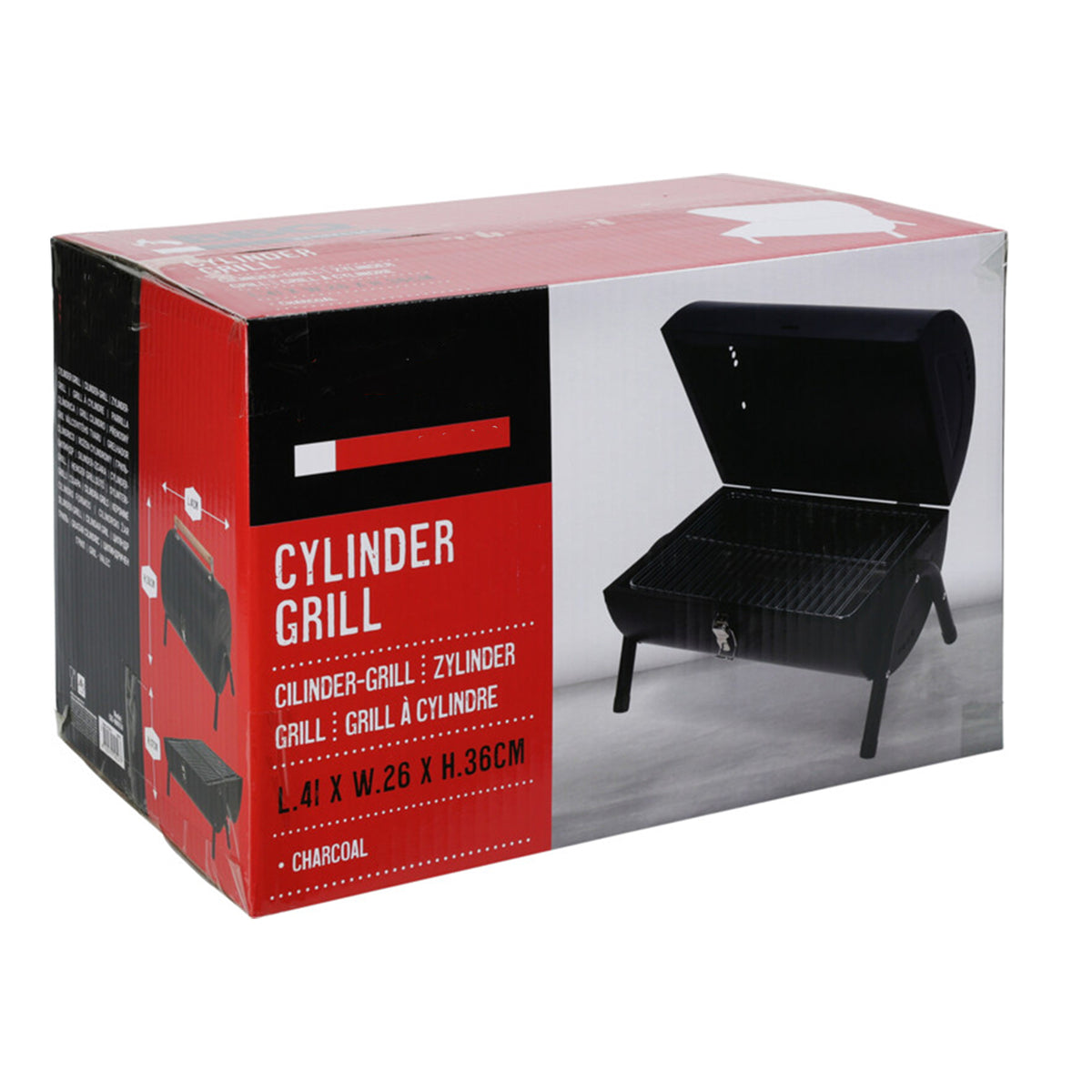 Barbacoa cilindro negro mate con 2 rejillas 38x24,5cm (5)