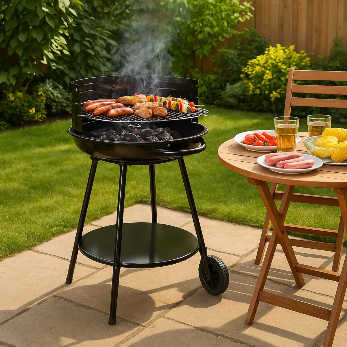 Barbacoa redonda Vaggan 51cm con cuenco esmaltado y accesorios (3)