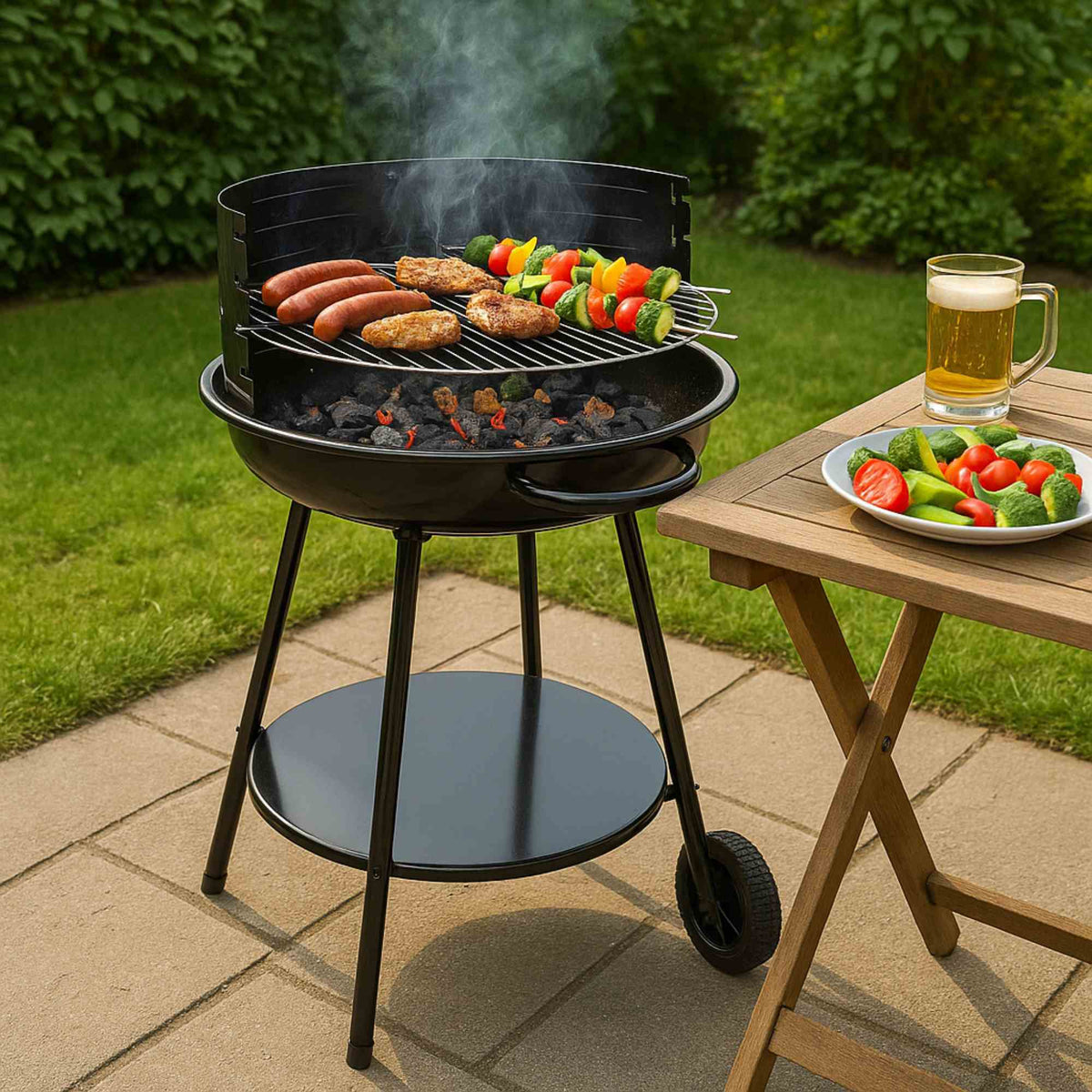 Barbacoa redonda Vaggan 51cm con cuenco esmaltado y accesorios (4)