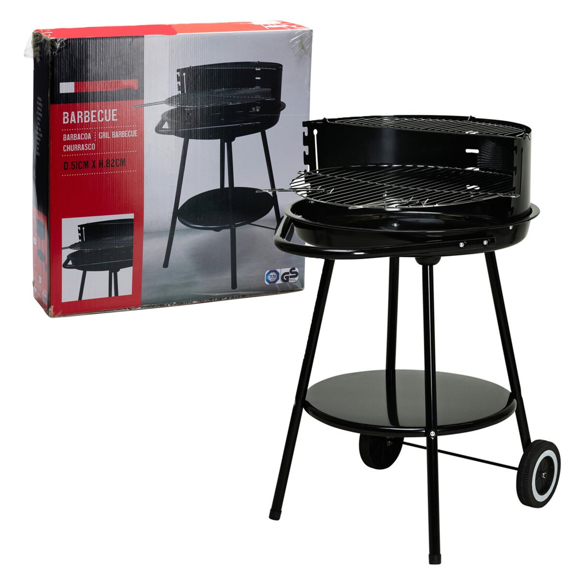 Barbacoa redonda Vaggan 51cm con cuenco esmaltado y accesorios (6)