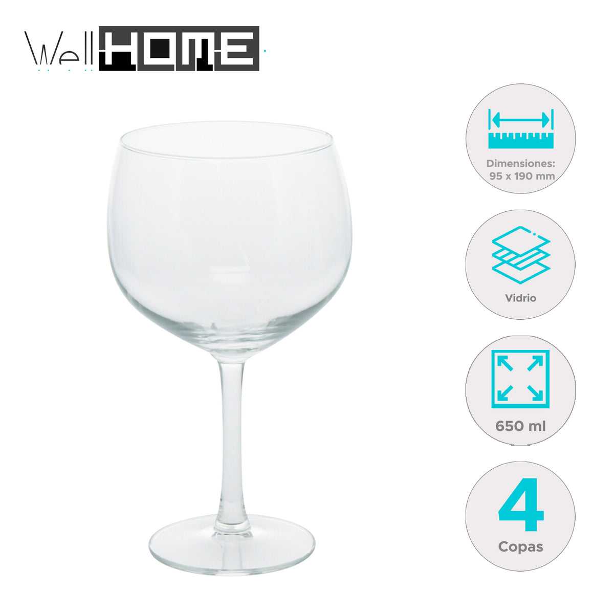 Set de 4 copas de gin tonic vidrio 650ml Ø8cm (2)