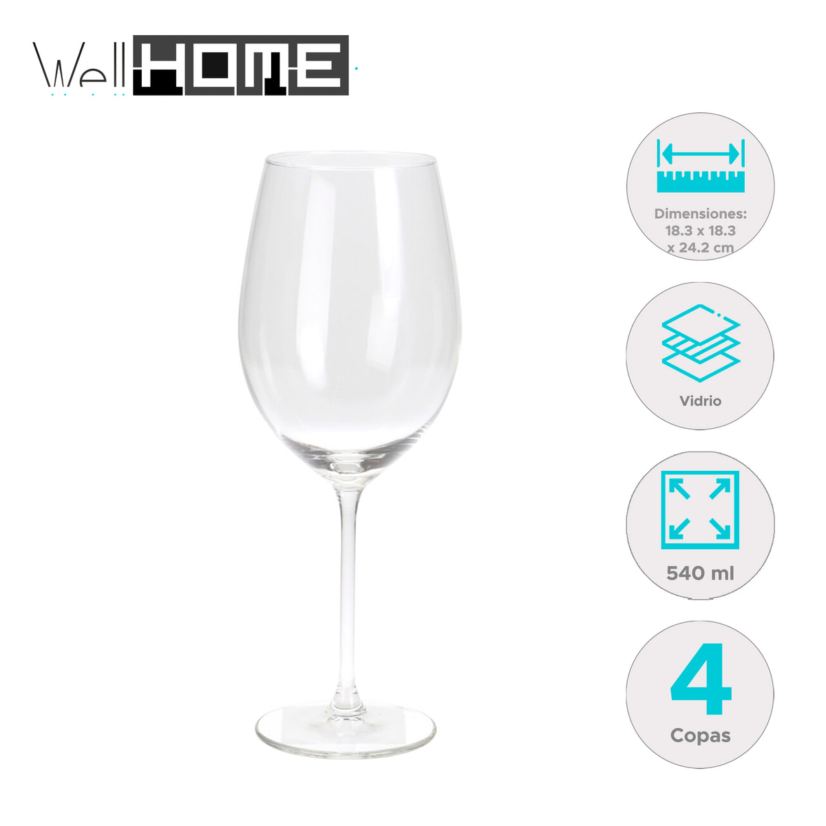 Juego de 4 copas de vino tinto 540ml (2)