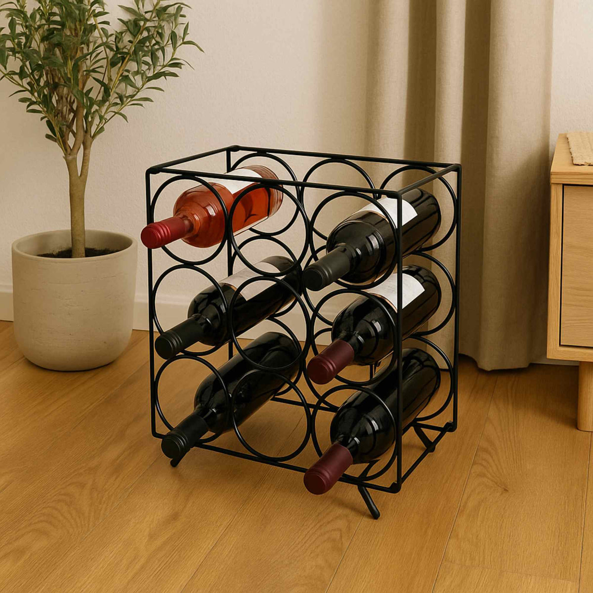 Botellero metálico rectangular para 9 botellas de vino (4)