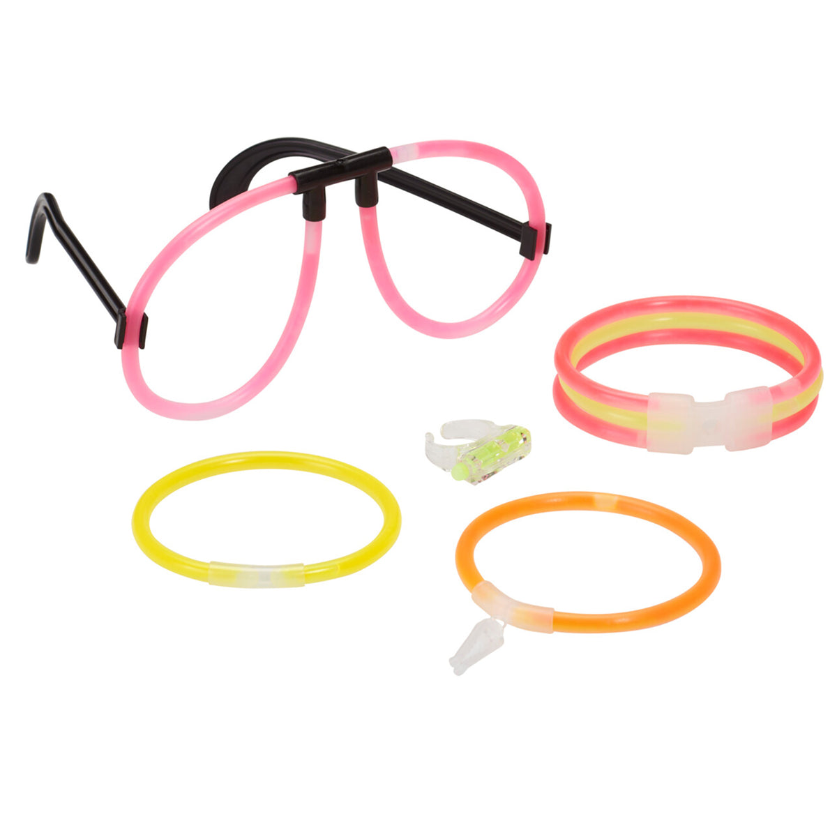 Pack mega fiesta glow in the dark 42 pzs para eventos nocturnos