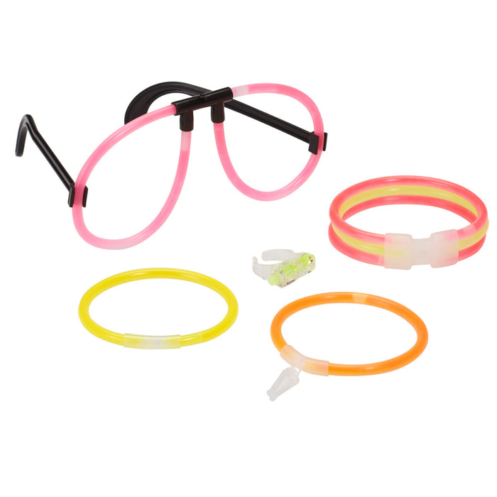 Pack mega fiesta glow in the dark 42 pzs para eventos nocturnos