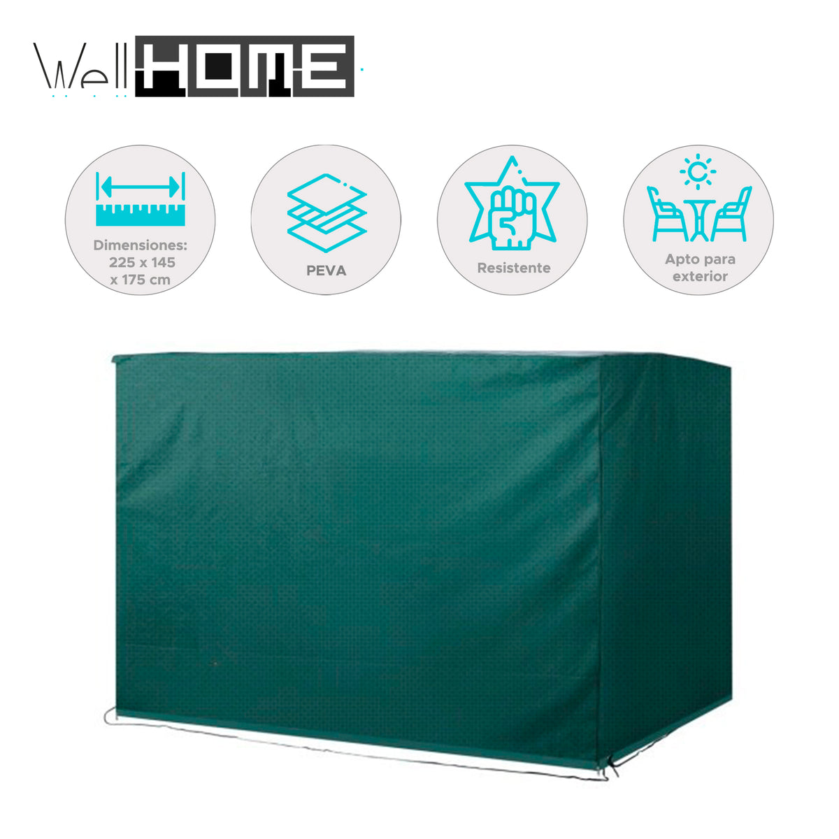 Funda banco columpio verde oscuro 225x145x175cm (2)