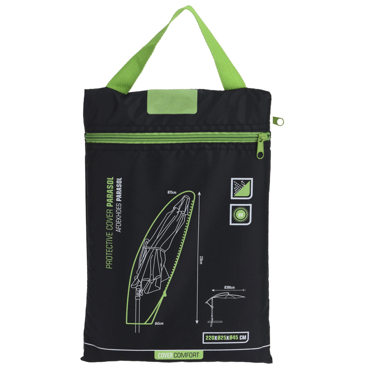 Funda paraguas poste libre negro poliéster 220x45cm (5)