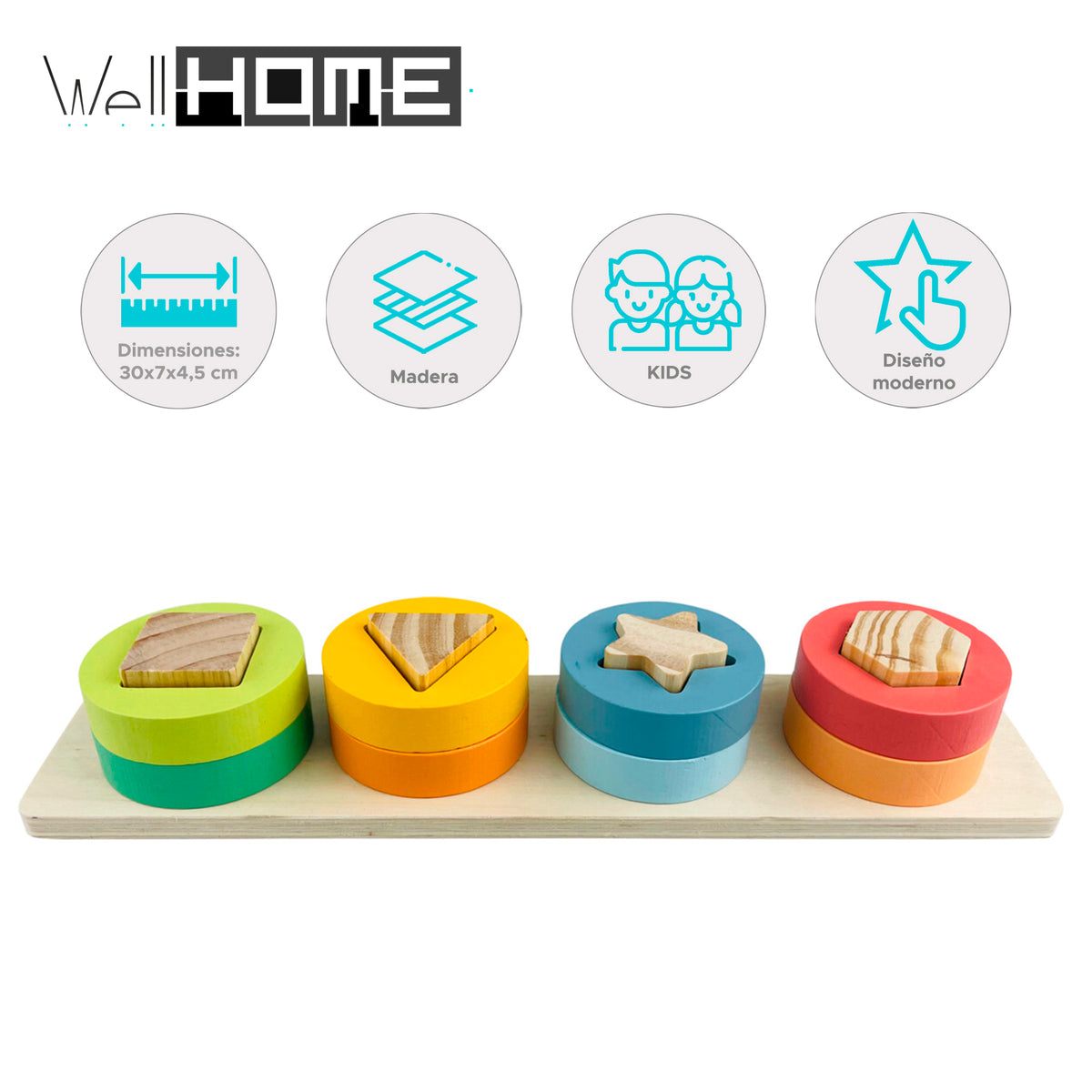 Rompecabezas de madera 8 pzs variadas juego educativo 30x7x4,5cm (2)