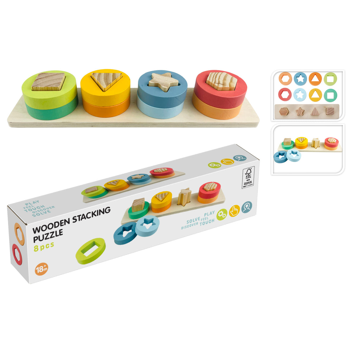 Rompecabezas de madera 8 pzs variadas juego educativo 30x7x4,5cm (7)