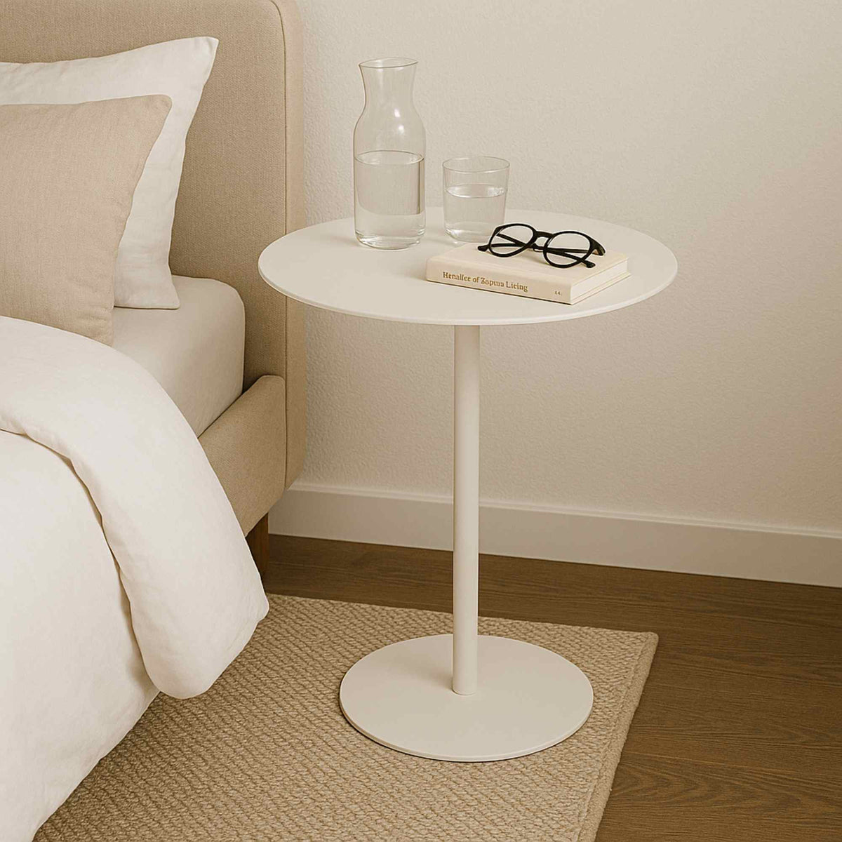 Mesa auxiliar redonda de hierro blanco 35x35x53cm (4)