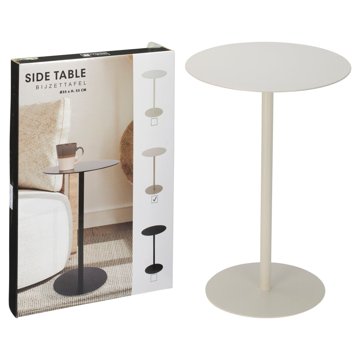 Mesa auxiliar redonda de hierro blanco 35x35x53cm (6)