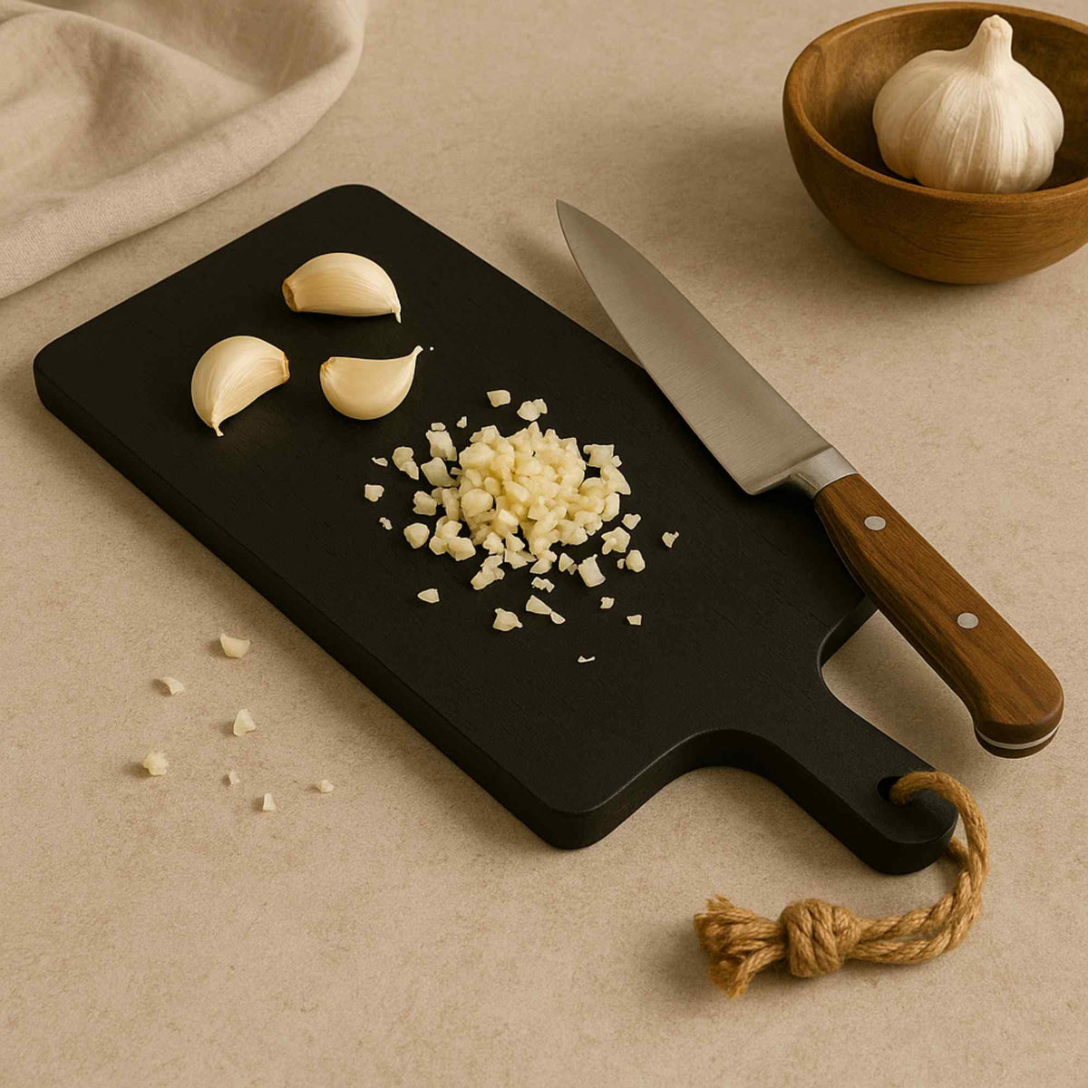 Tabla de cortar con mango de madera de caucho 50x15x2cm (4)