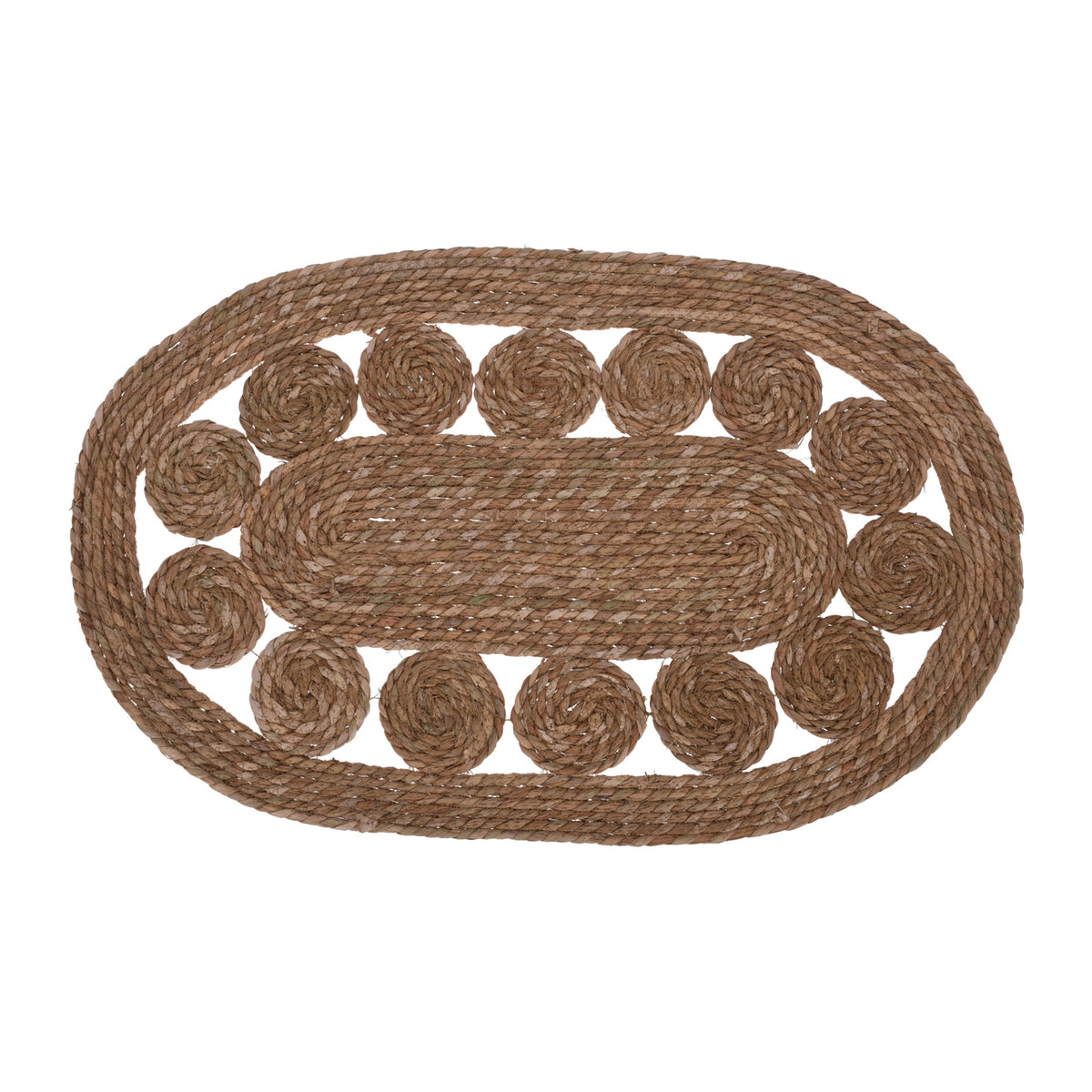Alfombra ovalada de hoja de totora 80x50cm