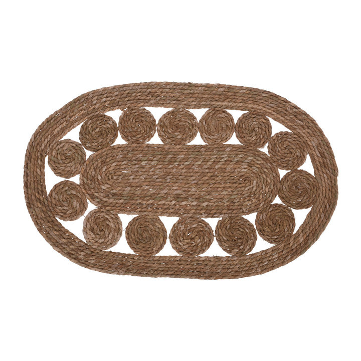 Alfombra ovalada de hoja de totora 80x50cm
