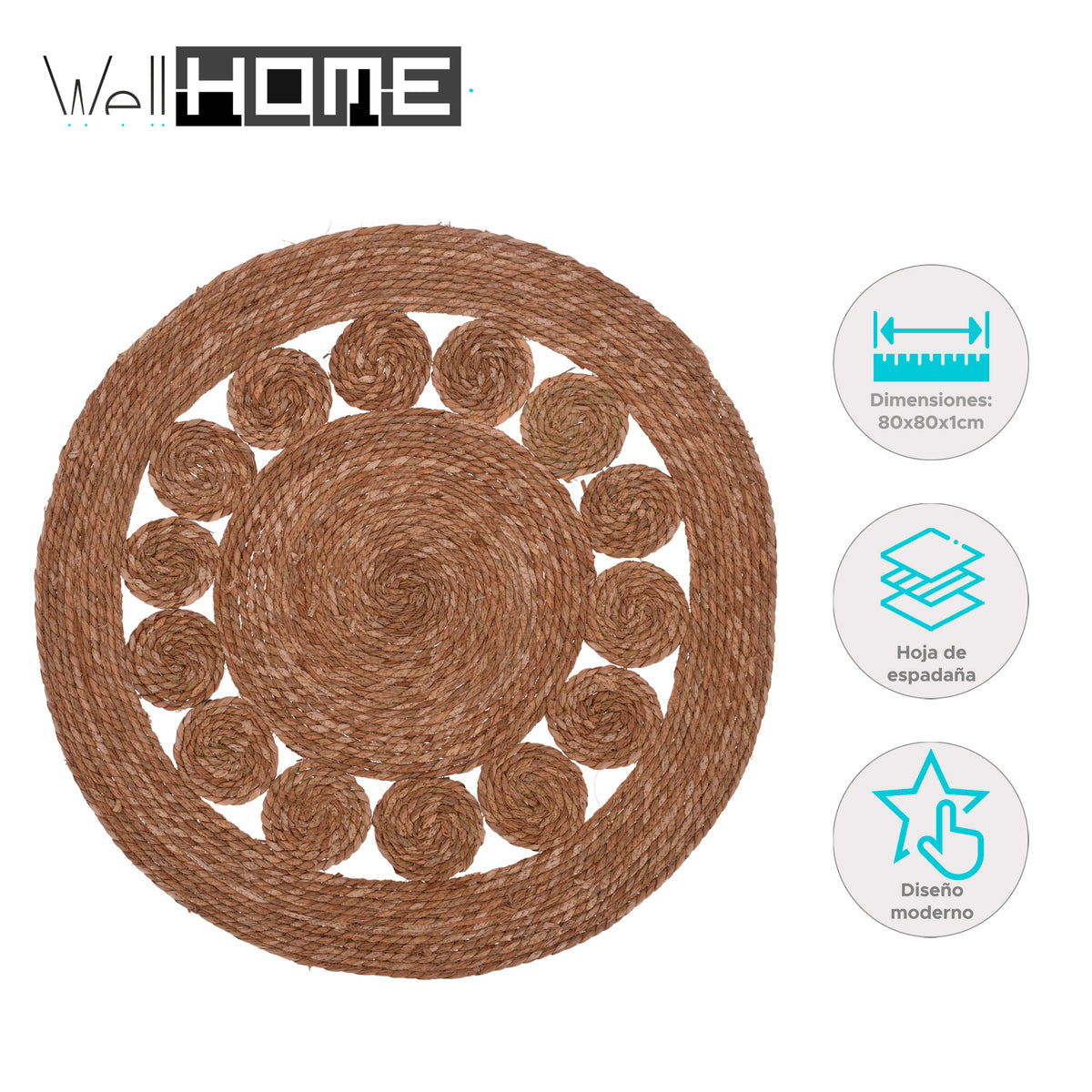 Alfombra redonda de hoja de espadaña Ø80cm (2)
