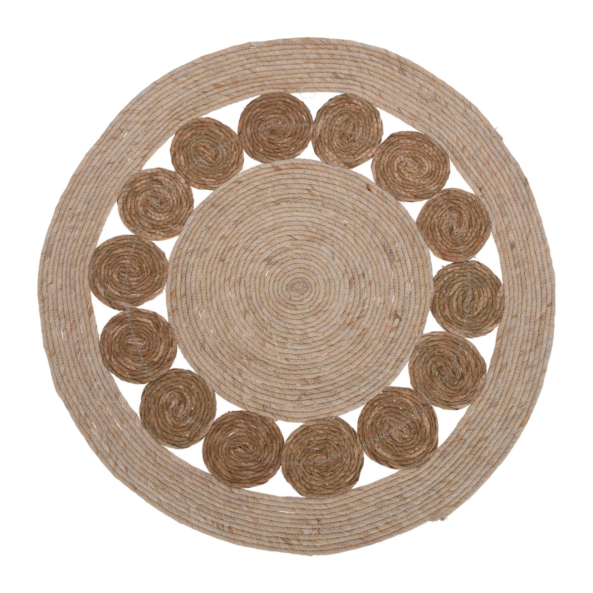 Alfombra redonda de hoja de espadaña y maíz Ø80cm
