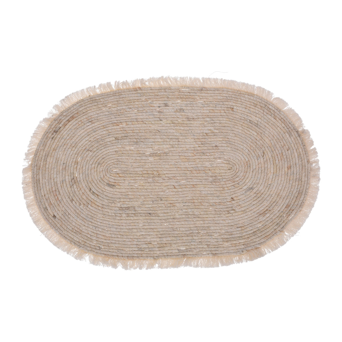 Alfombra ovalada de hoja de maíz con flecos 80x50cm