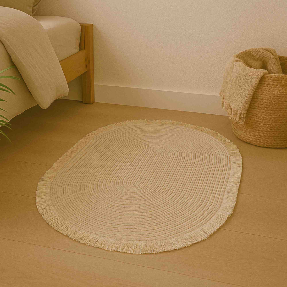 Alfombra ovalada de hoja de maíz con flecos 80x50cm (3)