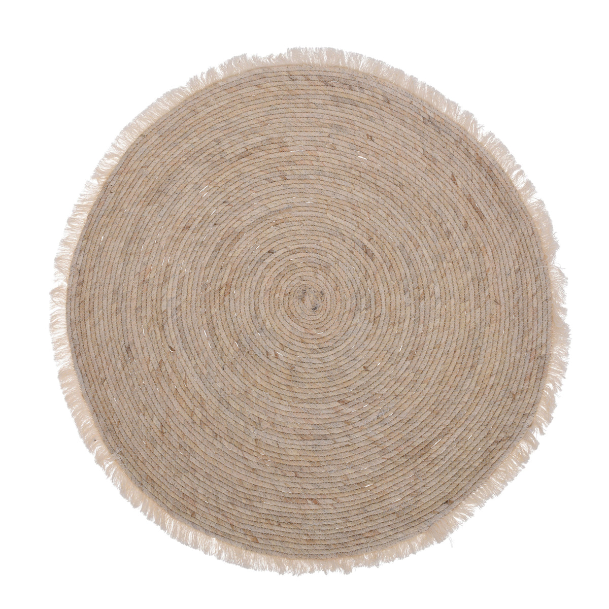 Alfombra redonda de hoja de maíz con flecos Ø80cm