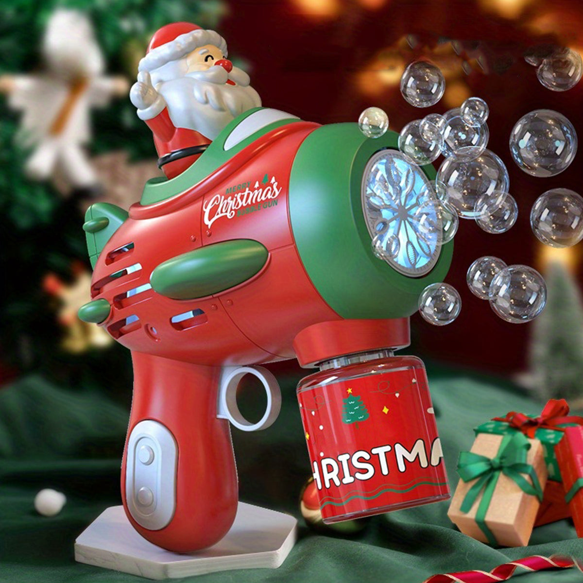 Pistola burbujas navideña con luz para fiestas infantiles (3)